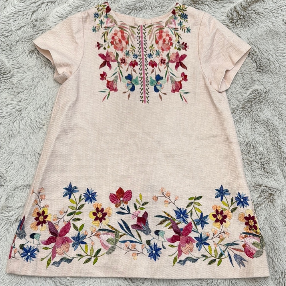 Zara Pink Dress with Colorful Floral Embroidery